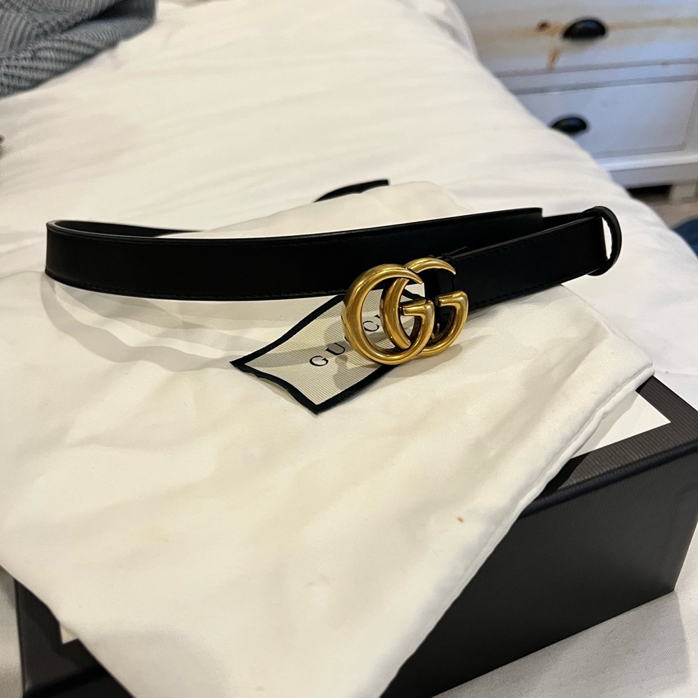Gucci - Leather Belt with Double G buckle